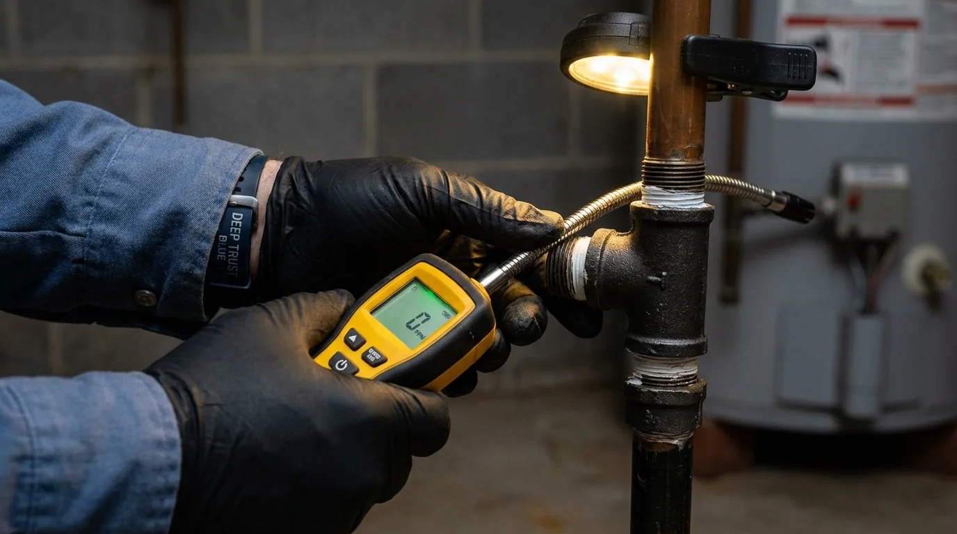 Gas leak detection with electronic sniffer by Johns Plumbing LLC in Lee